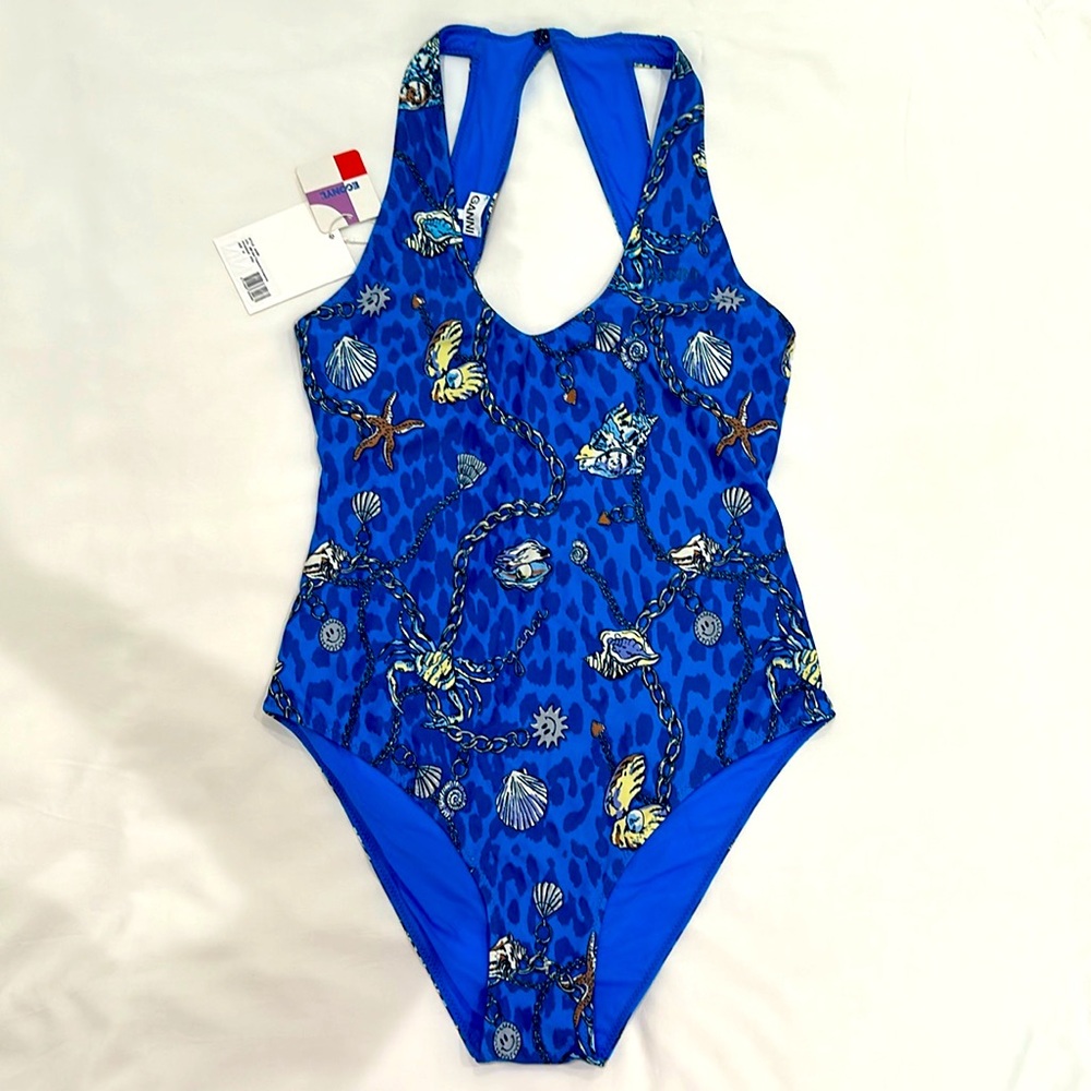 NEW NWT GANNI Sea Treasure Cloisonne One Piece Swimsuit Size 36